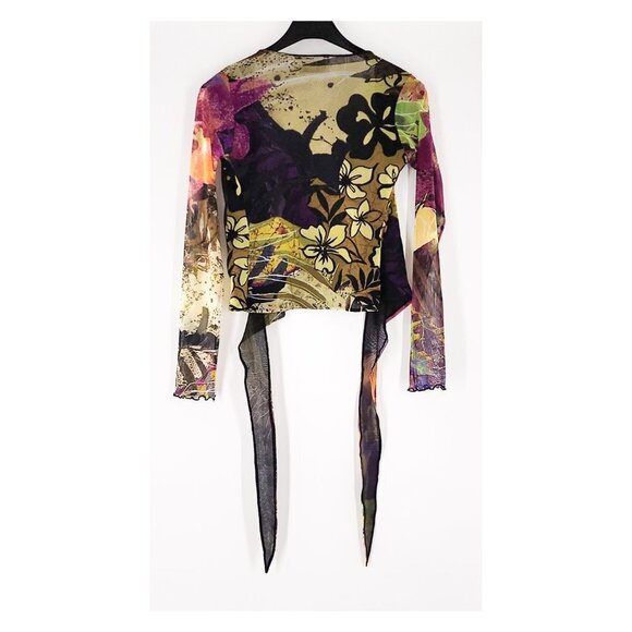 ATELIER Floral Print Mesh Wrap Crop Top Made in Italy - Picture 7 of 9